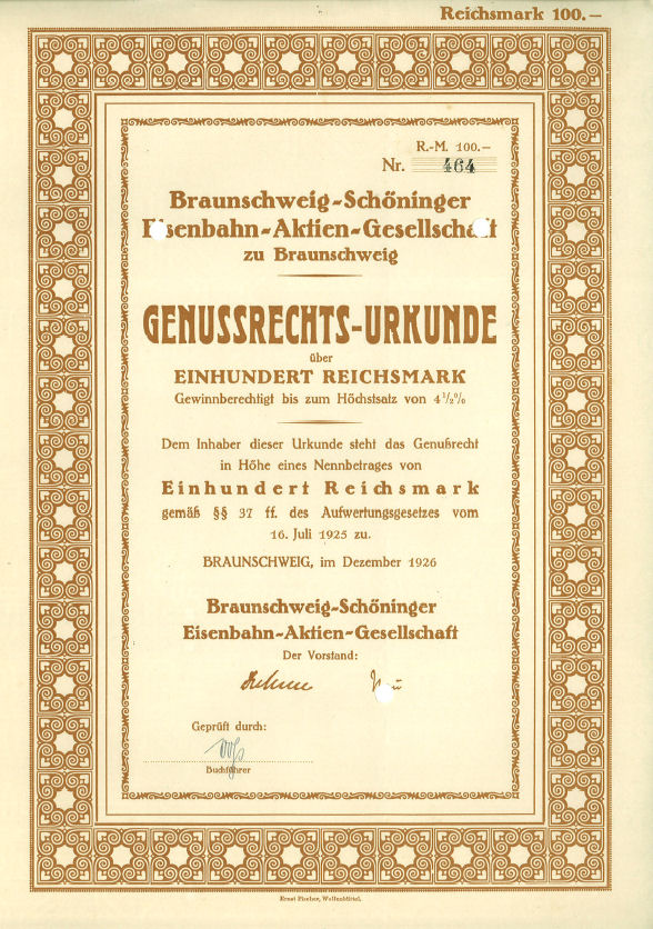 Genu�rechts-Urkunde der BSE, 1926